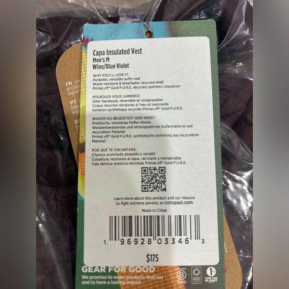 Cotopaxi Men's M Medium Capa Insulated Vest Wine Blue Violet Maroon NWT Puff - Picture 5 of 12